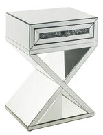 Noralie Mirrored Accent Table with Drawer & Faux Diamonds