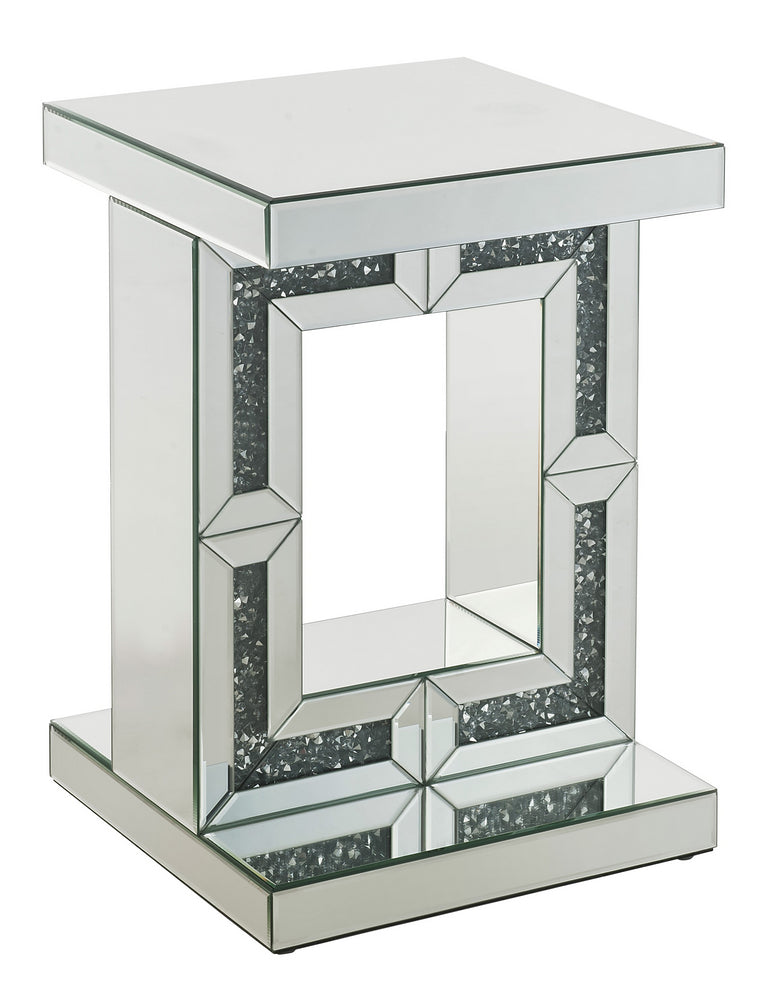 Noralie Mirrored Accent Table with Faux Diamonds