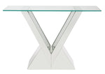 Noralie Mirrored/Clear Glass Console Table with Faux Diamonds