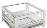 Noralie Mirrored Coffee Table with Clear Glass Top