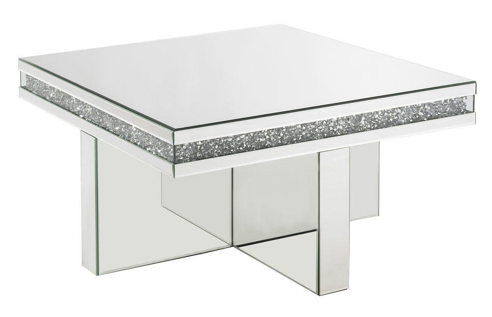 Noralie Mirrored Coffee Table with Faux Diamonds