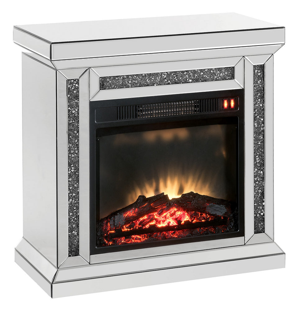 Noralie Mirrored Console Table with LED Fireplace