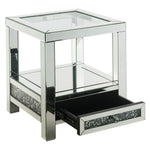 Noralie Mirrored End Table with Drawer & Shelf