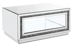 Noralie Mirrored/Faux Diamonds Coffee Table with Shelf