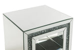 Noralie Mirrored/Faux Diamonds End Table with Shelf