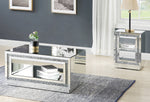 Noralie Mirrored/Faux Diamonds End Table with Shelf