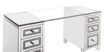 Noralie Mirrored/Glass 6-Drawer Writing Desk with Faux Diamonds