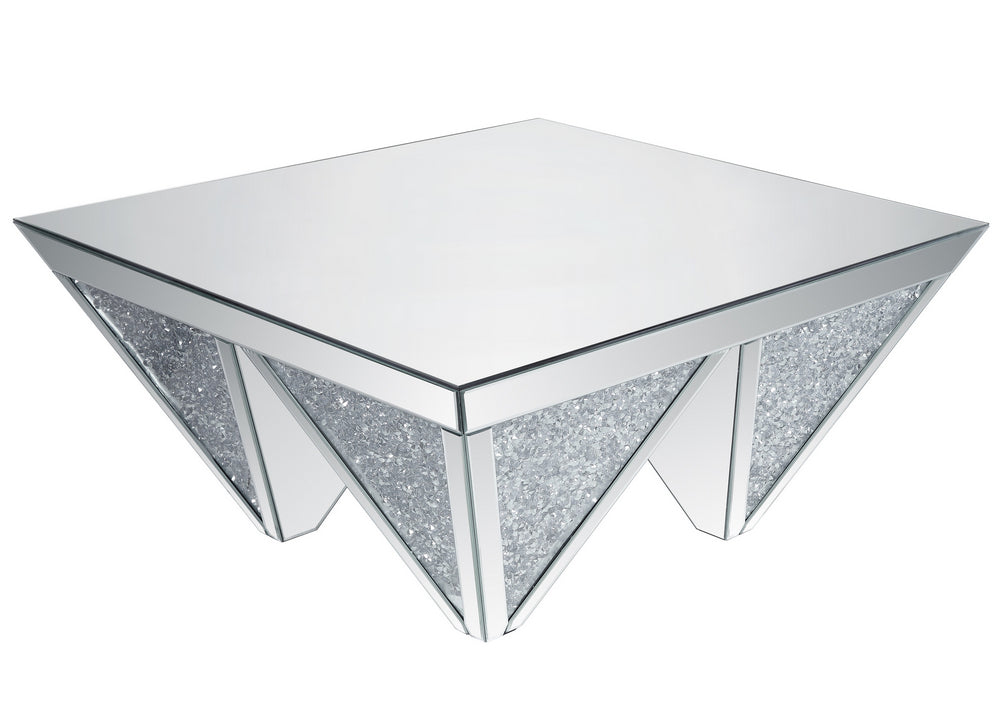 Noralie Mirrored Glass/Faux Diamonds Square Coffee Table