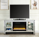 Noralie Mirrored TV Stand with Fireplace & 6 Open Shelves