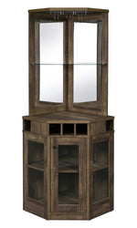 Novah Rustic Oak Wood Corner Bar Cabinet