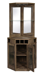 Novah Rustic Oak Wood Corner Bar Cabinet