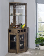 Novah Rustic Oak Wood Corner Bar Cabinet