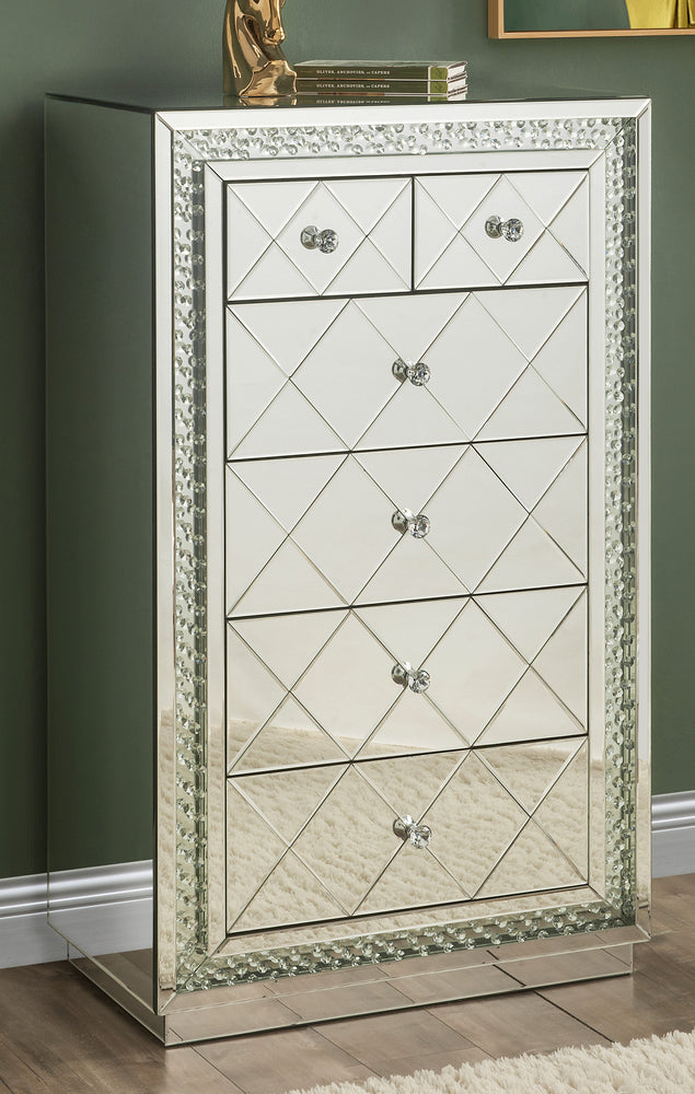 Nysa Mirrored 6-Drawer Accent Cabinet