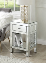 Nysa Mirrored Accent Table with Drawer & Shelf