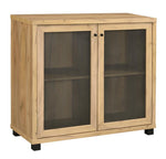 Octava Golden Oak Wood/Gunmetal Metal Accent Cabinet