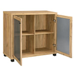 Octava Golden Oak Wood/Gunmetal Metal Accent Cabinet