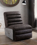 Okzuil 2-Tone Gray Leather/Metal Power Recliner