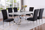 Olamide 7-Pc Black/Faux Marble Dining Set