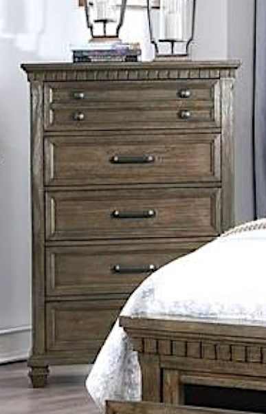 Olivette Dark Brown Wood 5-Drawer Chest