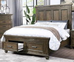 Olivette Dark Brown Wood King Bed with 2 Drawers