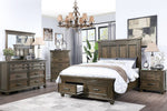 Olivette Dark Brown Wood Queen Bed with 2 Drawers