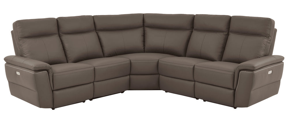 Olympia 5-Pc Raisin Leather Power Recliner Sectional