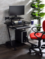 Ordrees Black Wood/Metal Gaming Table with Keyboard Tray