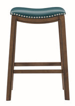 Ordway Green Faux Leather/Brown Wood Pub Stool