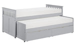 Orion Gray Wood Twin Bed with Trundle & Storage Boxes