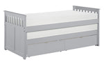 Orion Gray Wood Twin Bed with Trundle & Storage Boxes