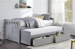 Orion Gray Wood Twin Bed with Trundle & Storage Boxes