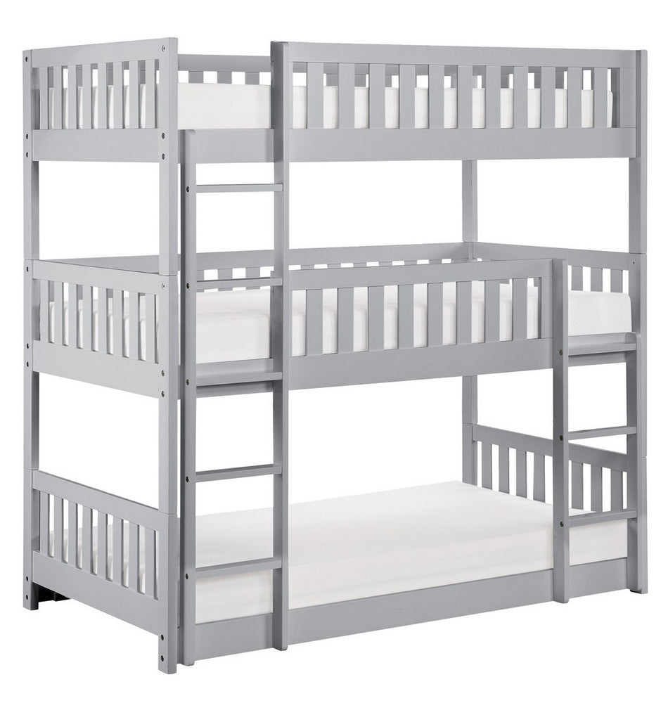 Orion Gray Wood Twin Triple Bunk Bed