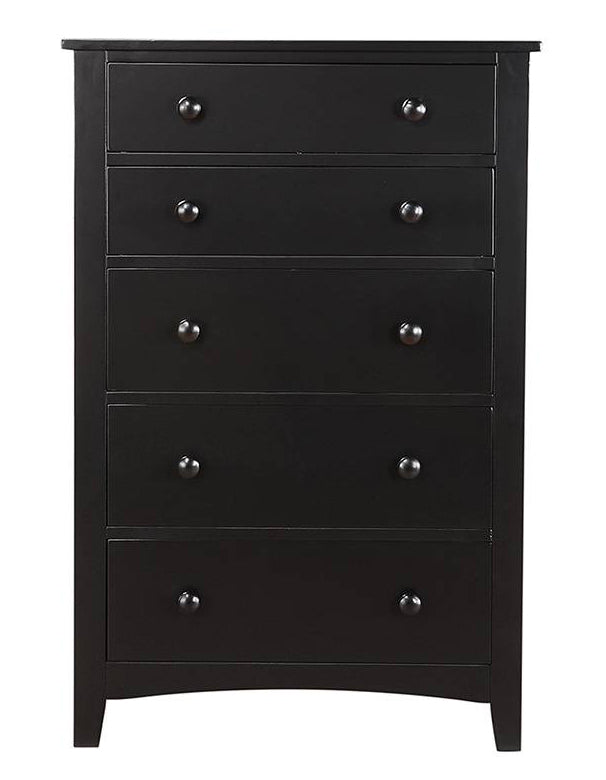 Tinsley Black Wood 5-Drawer Chest