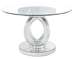 Ornat Clear Glass/Mirrored Pedestal Round Dining Table