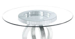 Ornat Clear Glass/Mirrored Pedestal Round Dining Table