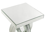 Ornat Mirrored End Table with Single Pedestal Base