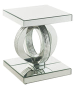 Ornat Mirrored End Table with Single Pedestal Base