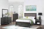 Ortrun Brown Wood Queen Bed with Fabric Insert Headboard