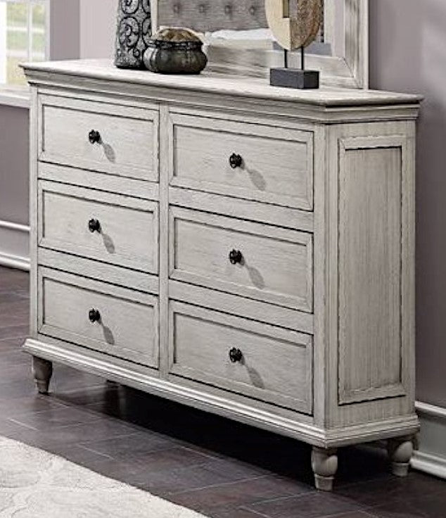 Ortrun Grey Wood 6-Drawer Dresser