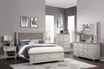 Ortrun Grey Wood Queen Bed with Fabric Insert Headboard