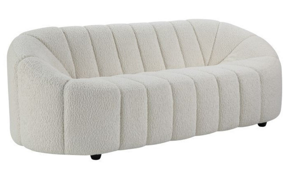 Osmash White Teddy Sherpa Tufted Sofa