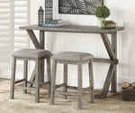 Palmer 3-Pc Wire Brush Gray Counter Height Table Set