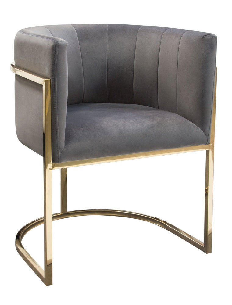 Pandora Grey Velvet Fabric/Metal Arm Chair