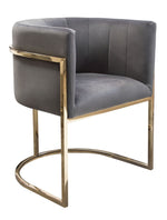 Pandora Grey Velvet Fabric/Metal Arm Chair