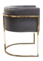 Pandora Grey Velvet Fabric/Metal Arm Chair