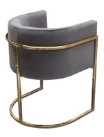 Pandora Grey Velvet Fabric/Metal Arm Chair