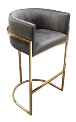 Pandora Grey Velvet Fabric/Metal Bar Chair