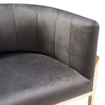 Pandora Grey Velvet Fabric/Metal Bar Chair