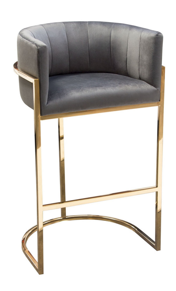 Pandora Grey Velvet Fabric/Metal Bar Chair