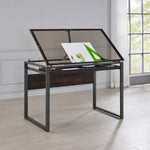 Pantano Smoked Glass/Chestnut Wood Drafting Desk